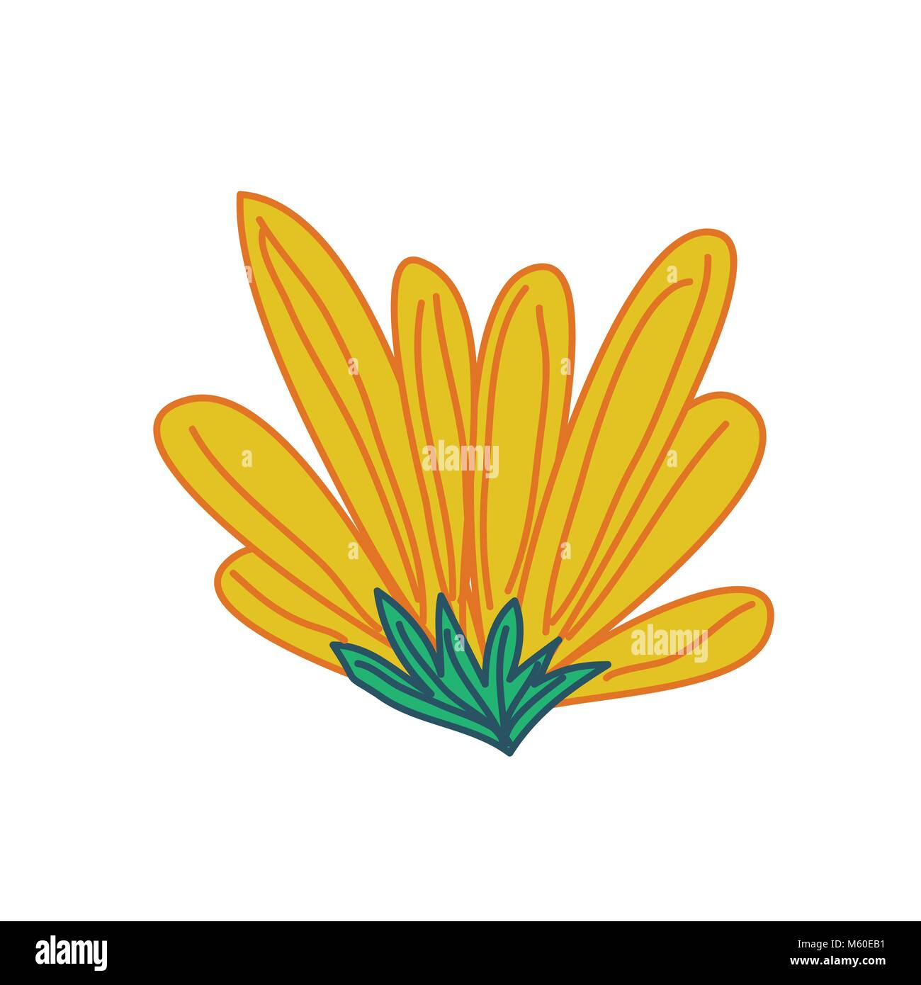Decorative Tropical Flower Hand Drawn Illustration Stock Vector