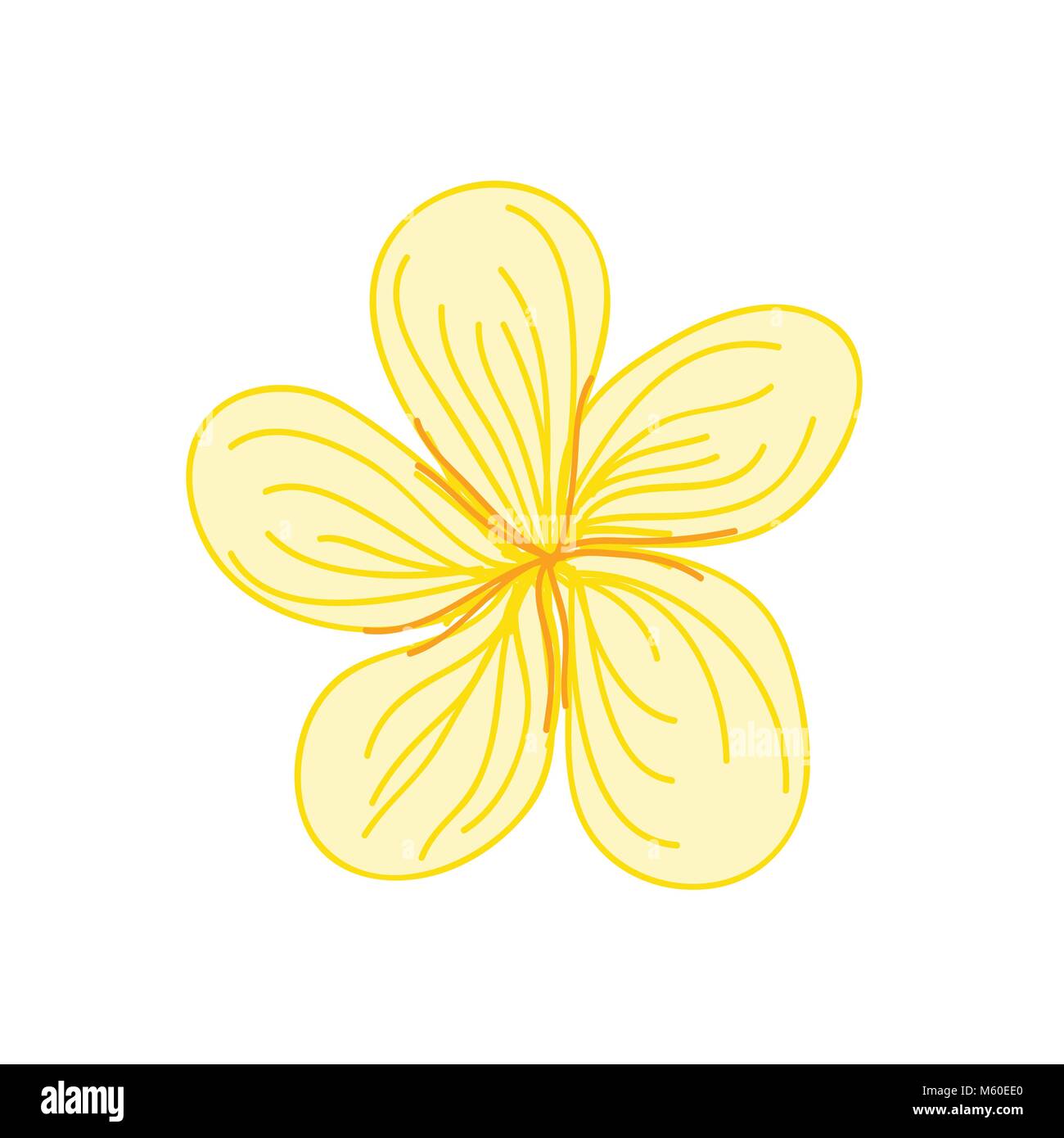Simple Yellow Tropical Flower Hand Drawn Illustration Stock Vector ...