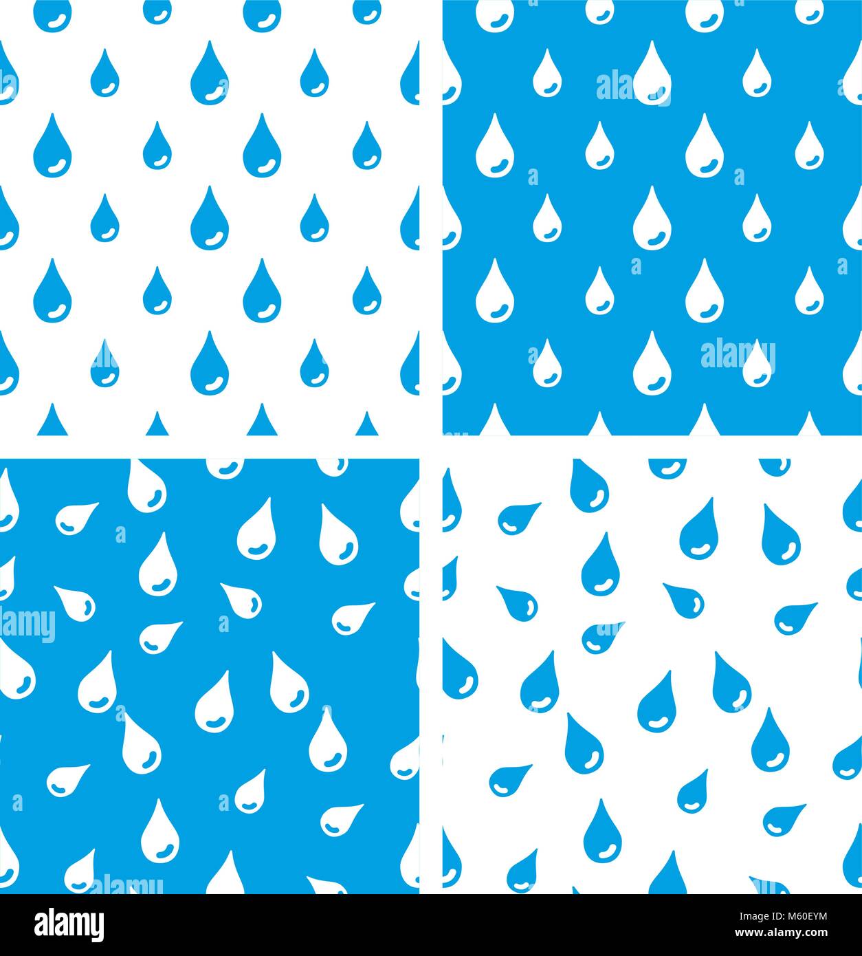 Water Drops Big & Small Seamless Pattern Blue Color Set Stock Vector ...