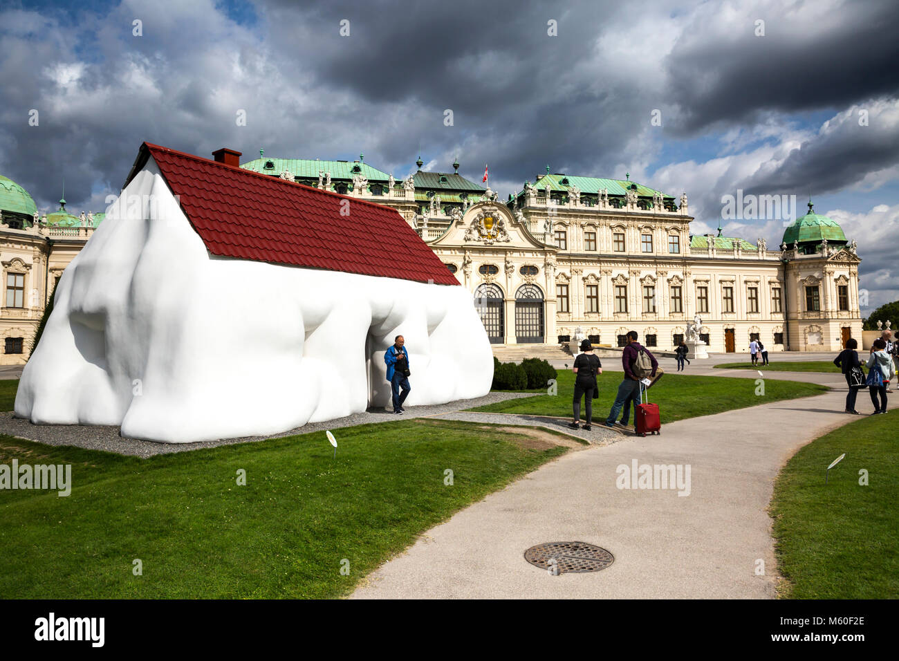 Erwin Wurm's Fat House sculpture on display at Belvedere Palace, Wien, Vienna, Austria. Stock Photo