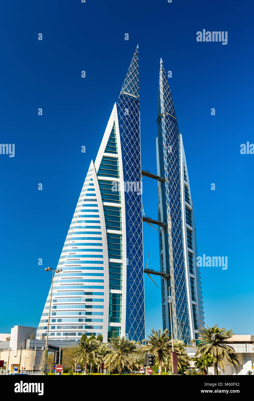 Bahrain World Trade Center in Manama. The Middle East Stock Photo