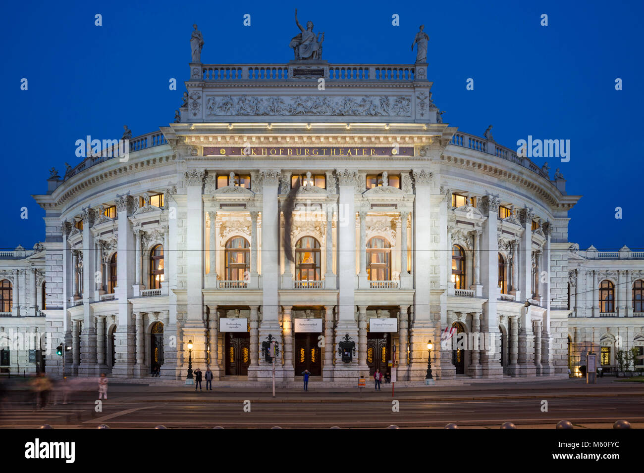 The Hofburgtheater (die Burg) at dusk, Wien, Vienna Austria. Stock Photo
