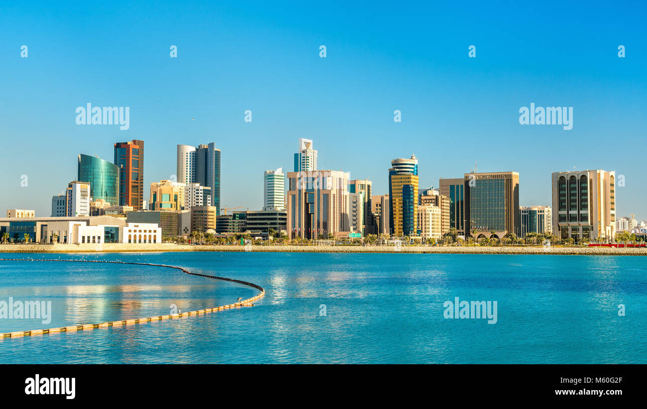 Skyline of Manama Central Business District. The Kingdom of Bahrain Stock Photo