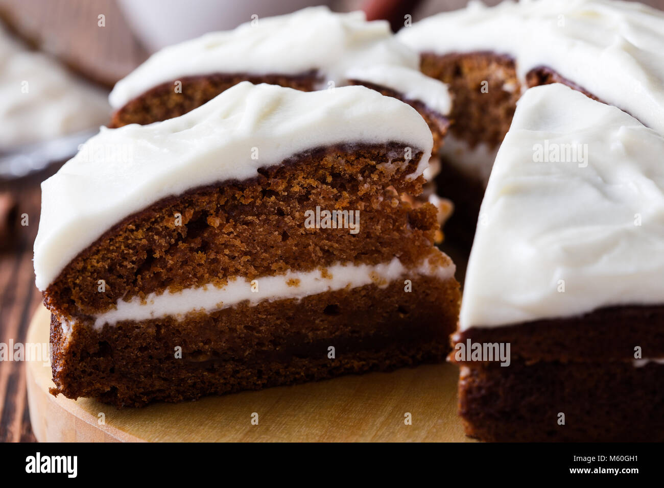 Freshly baked homemade butternut squash cake with cream cheese frosting