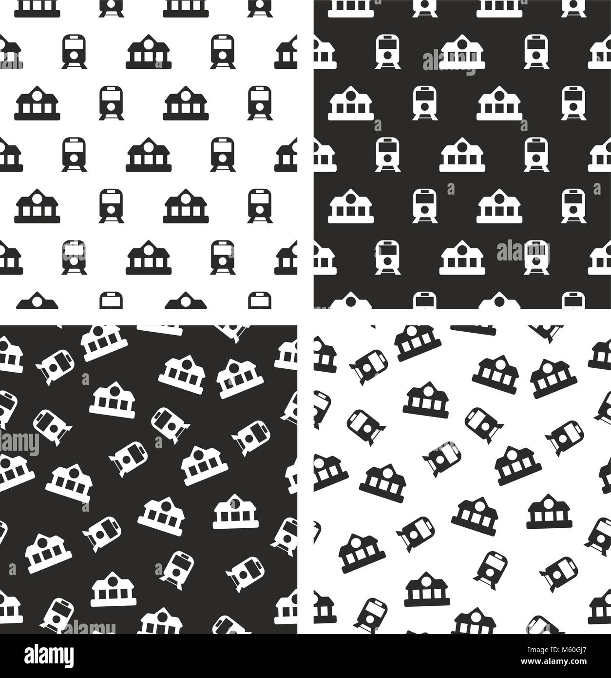 Train or Subway Station Seamless Pattern Set Stock Vector Image & Art ...