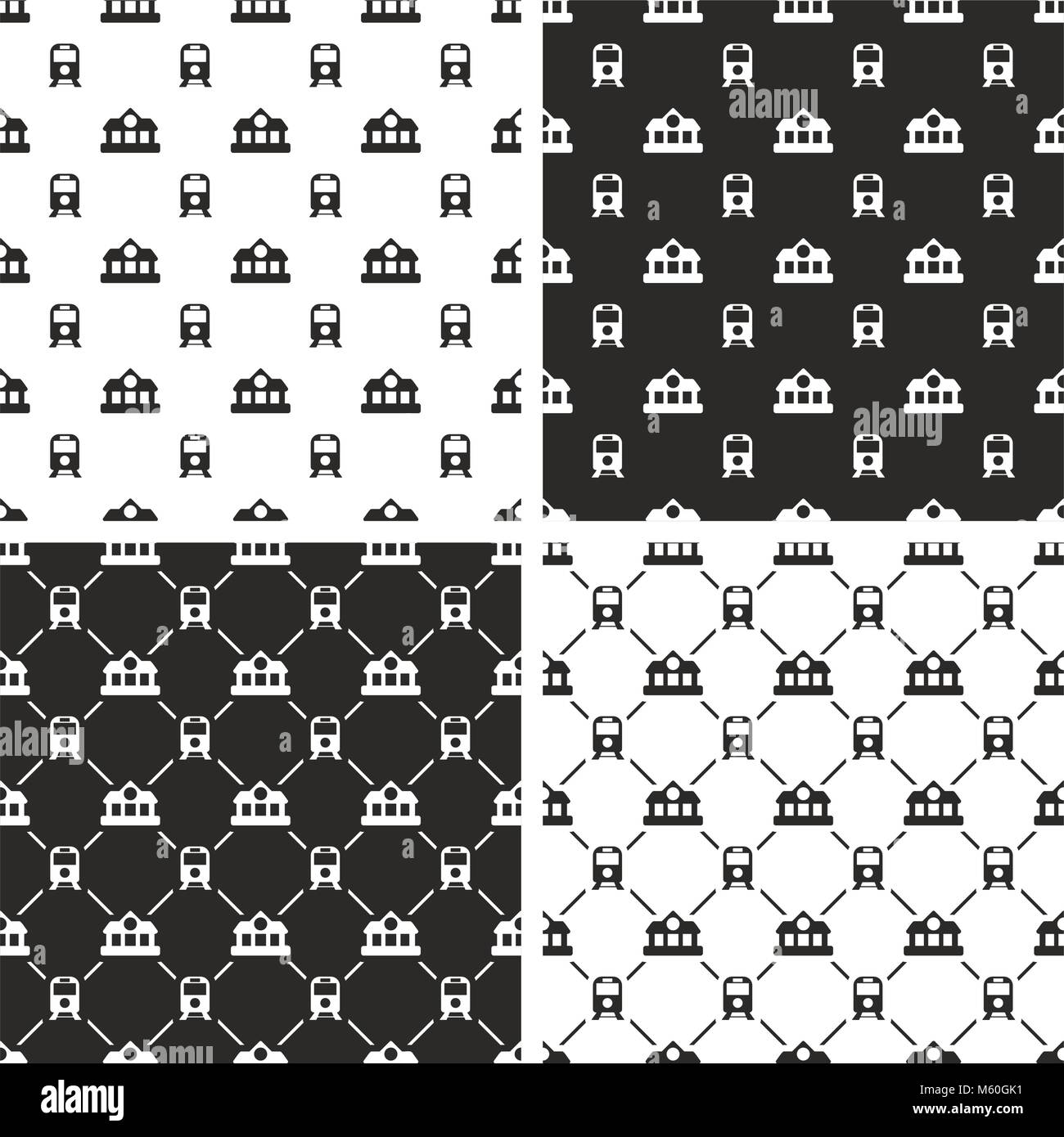 Train or Subway Station Seamless Pattern Set Stock Vector Image & Art ...