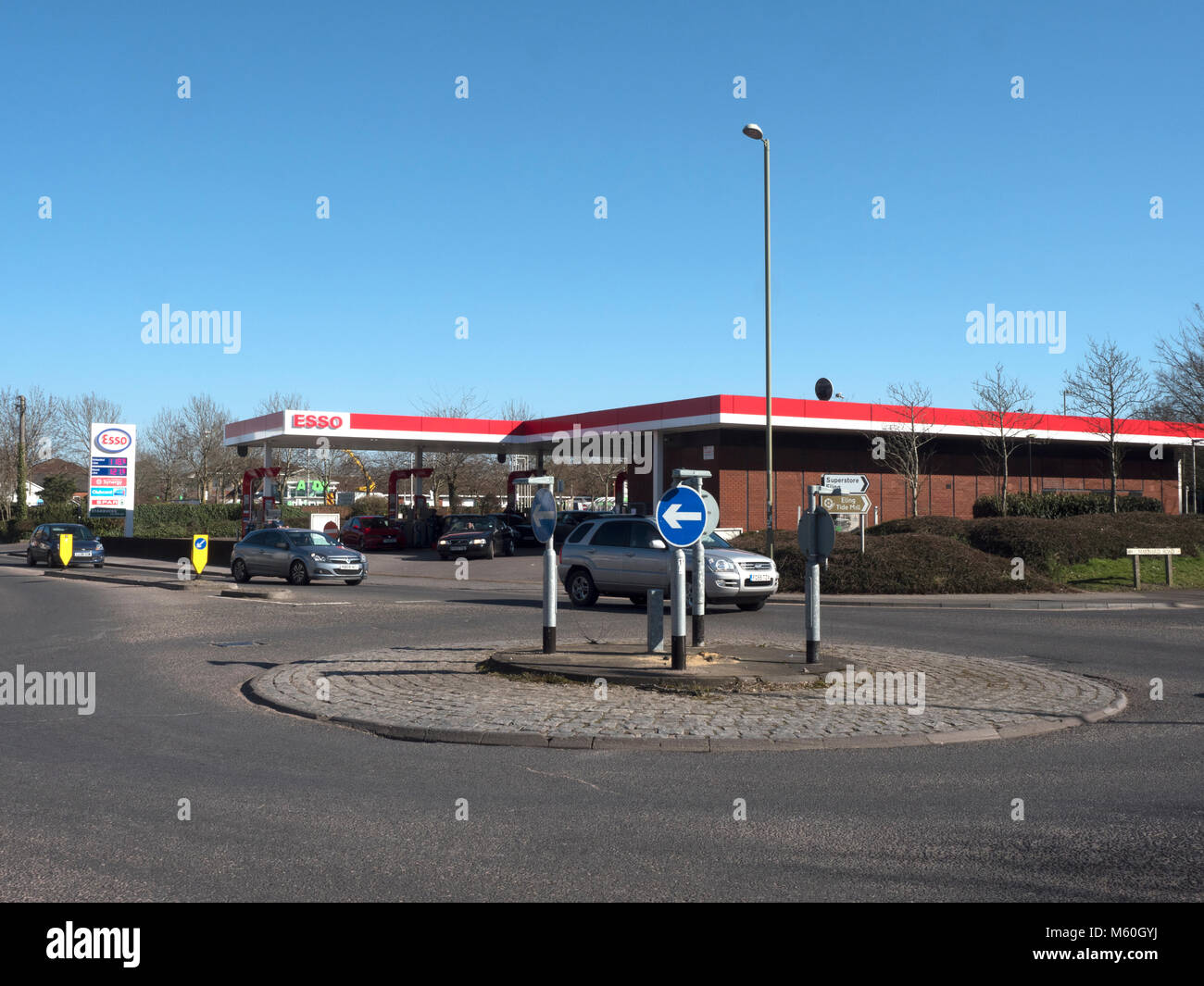 Petrol station in Ringwood Road at roundabout junction with Maynard