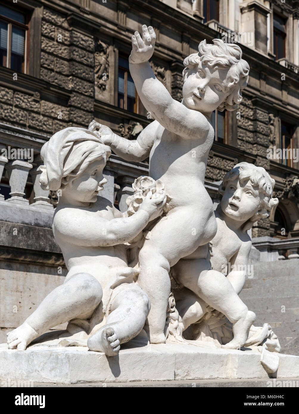 Putti sculpture at the Neue Burg Palace, Burggarten, Wien, Vienna, Austria. Stock Photo