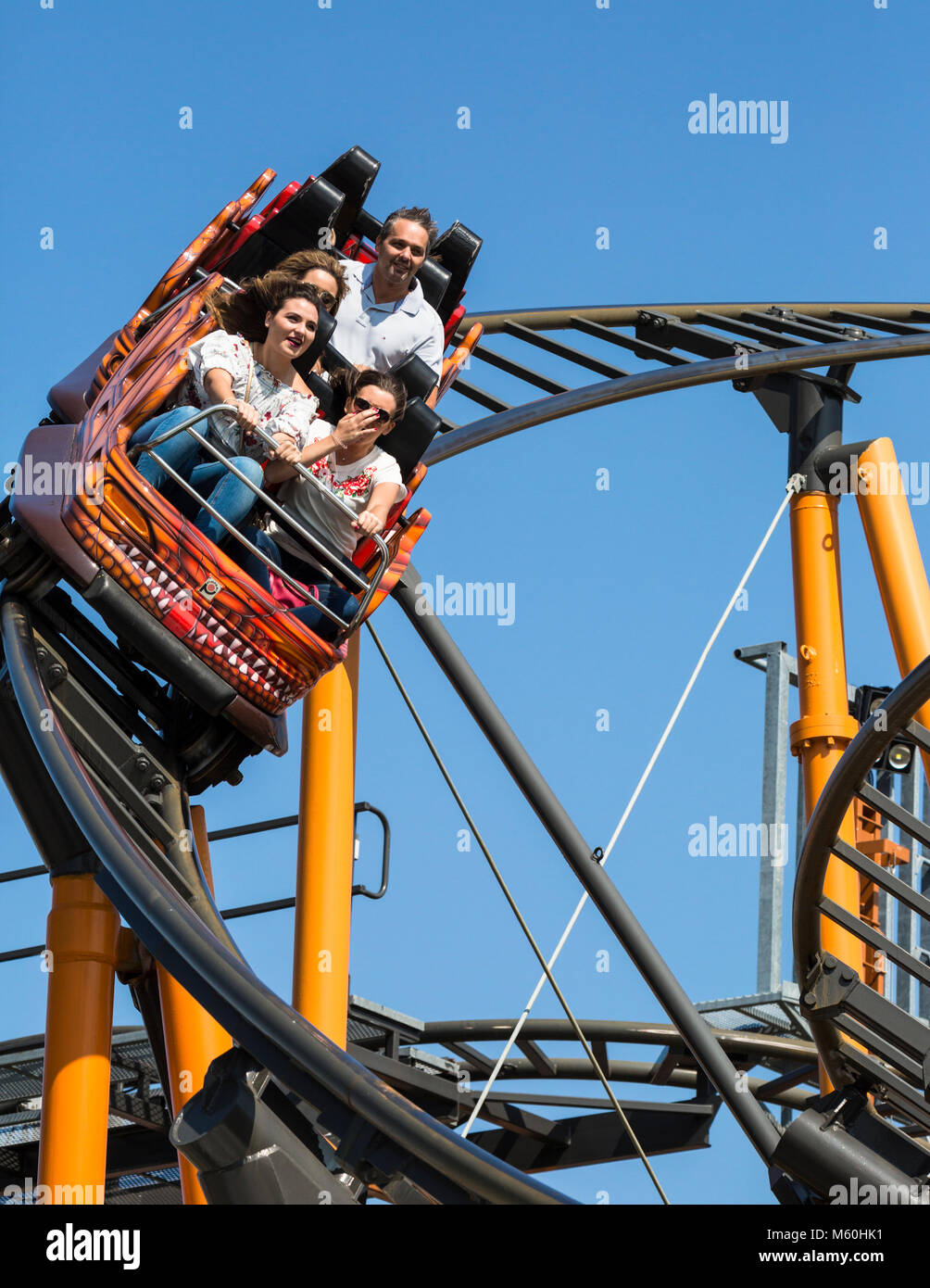 Rollercoaster ride, Prater amusement park, Leopoldstadt, Vienna, Austria. Stock Photo