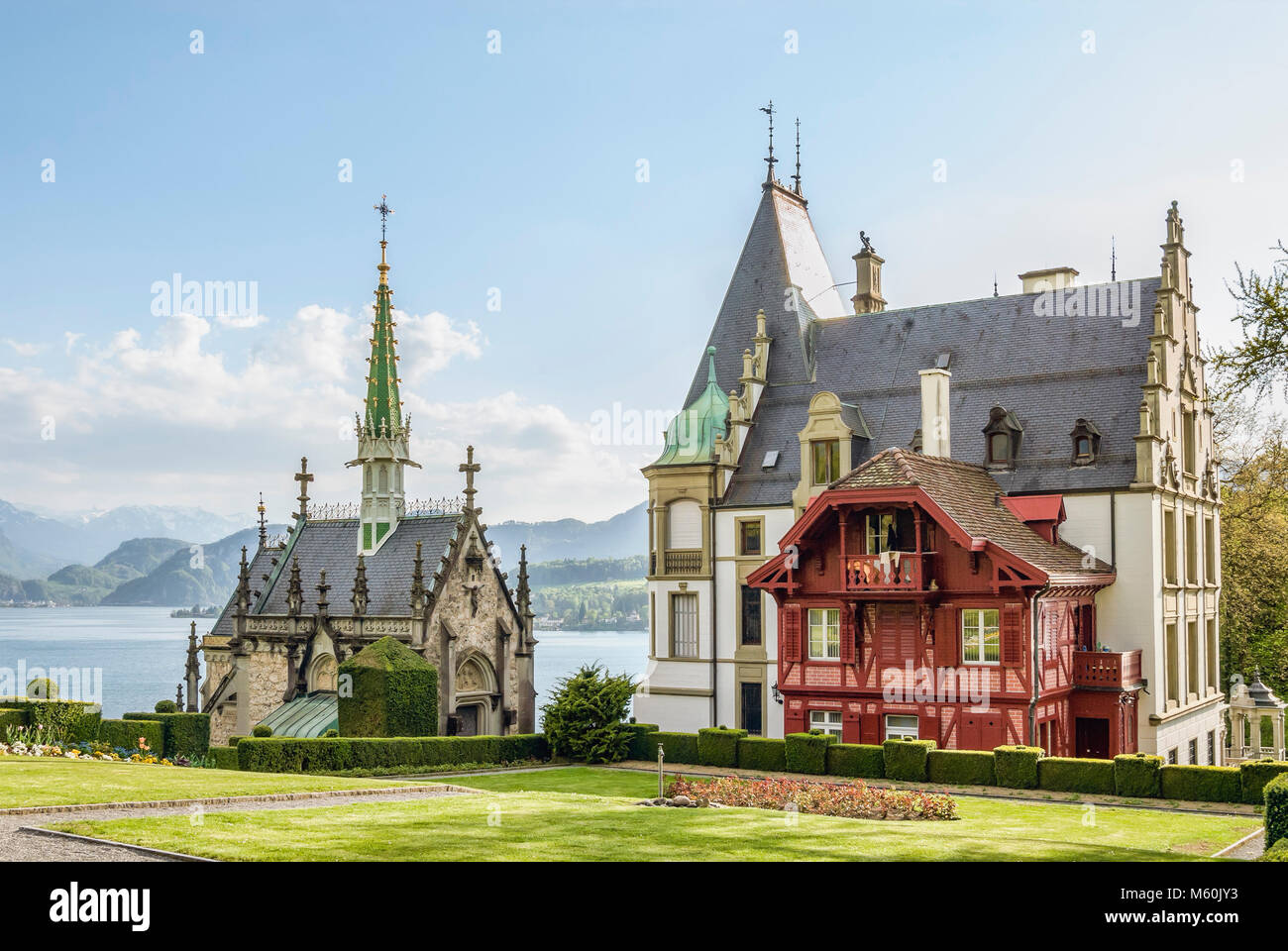 Schloss Meggenhorn at Lake Lucerne, Meggenhorn near Lucerne, Switzerland Stock Photo