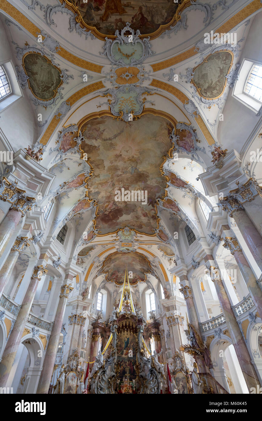 The Basilica of the Fourteen Holy Helpers (German: Basilika Vierzehnheiligen), church near Bad Staffelstein near Bamberg, Bavaria, Germany Stock Photo