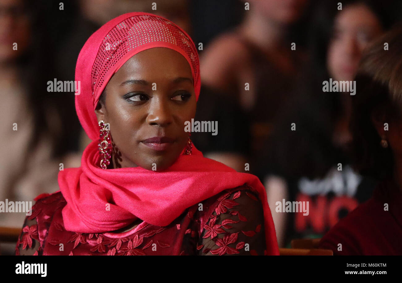 Aja Naomi King as Ifrah Ahmed during filming at the Westin Hotel in Dublin of 'A Girl from Mogadishu', a true story based on the testimony of Ahmed, who, having escaped war-torn Somalia, has emerged as one of the world's foremost international activists against Female Genital Mutilation and other forms of Gender Based Violence. Stock Photo