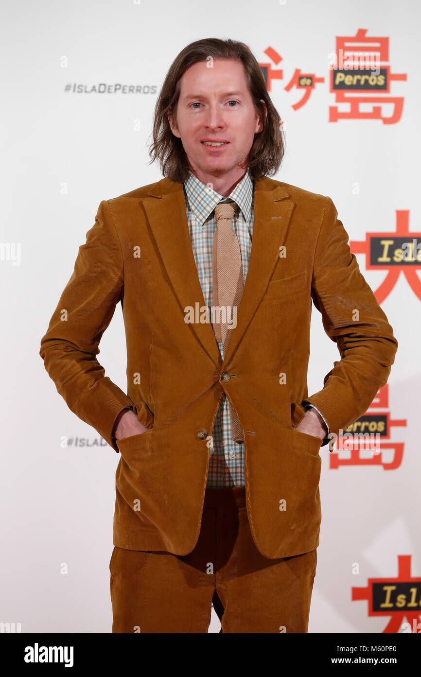 Director Wes Anderson at photocall of Isle of Dogs in Madrid on Tuesday 27 February 2018 Stock