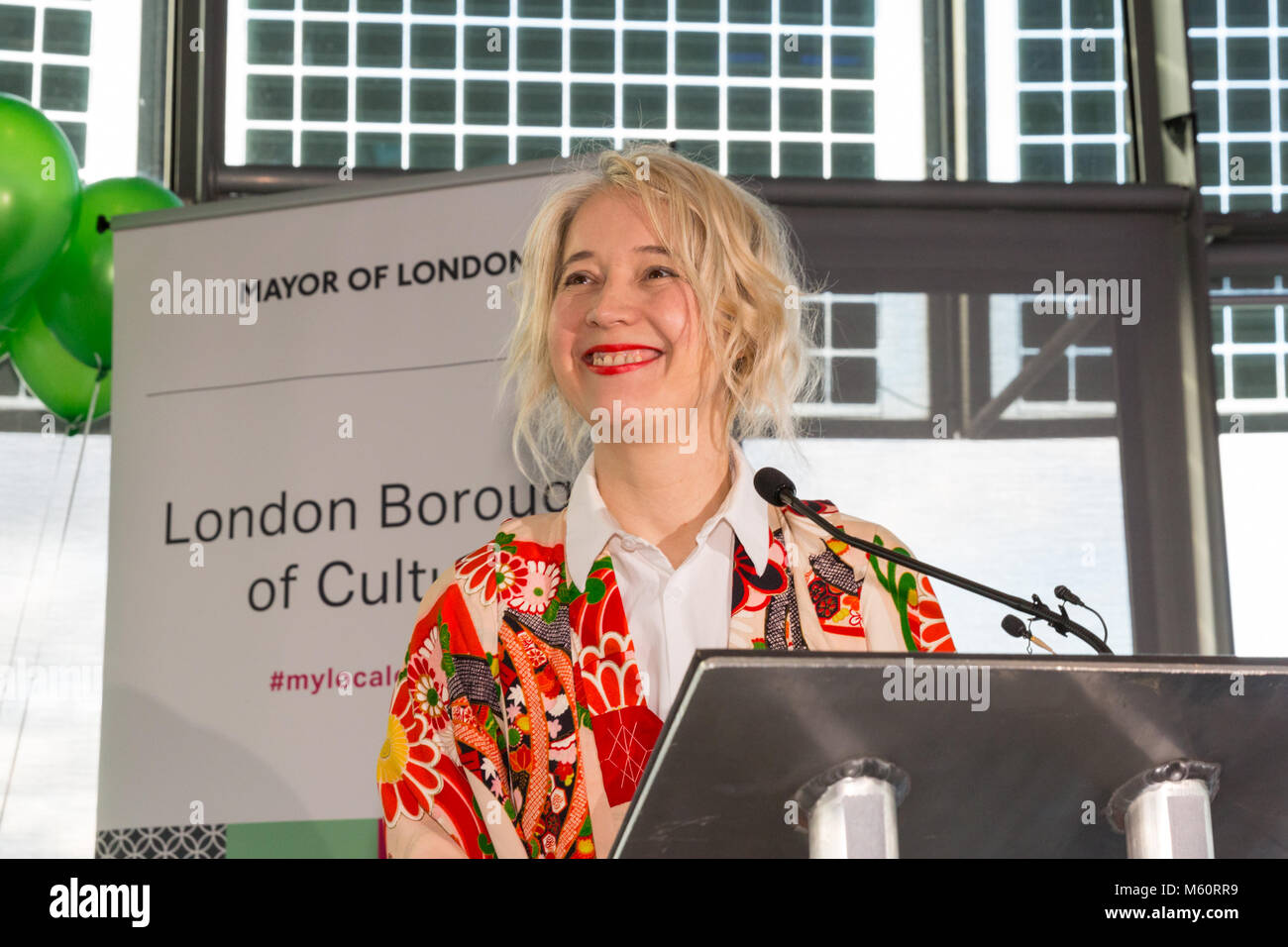 City Hall, London, 27th Feb 2018. Justine Simons, Deputy Mayor, Culture and the Creative Industries,  speaks at the awards. The Mayor of London Sadiq Khan announces the winners of the London Borough of Culture competition at a special presentation at City Hall.  The £3.5-million London Borough of Culture award, is a major new initiative. Funding will help the winning boroughs to stage a programme of world-class cultural events and initiatives. Credit: Imageplotter News and Sports/Alamy Live News Stock Photo