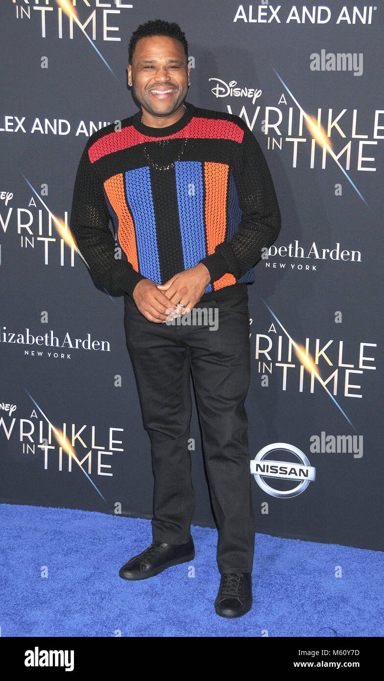 Los Angeles, California, USA. 26th Feb, 2018. February 26h 2018 - Los Angeles, California USA - Actor ANTHONY ANDERSON at the ''A Wrinkle In Time'' Premiere held at the El Capitan Theater, Hollywood, Los Angeles. Credit: Paul Fenton/ZUMA Wire/Alamy Live News Stock Photo