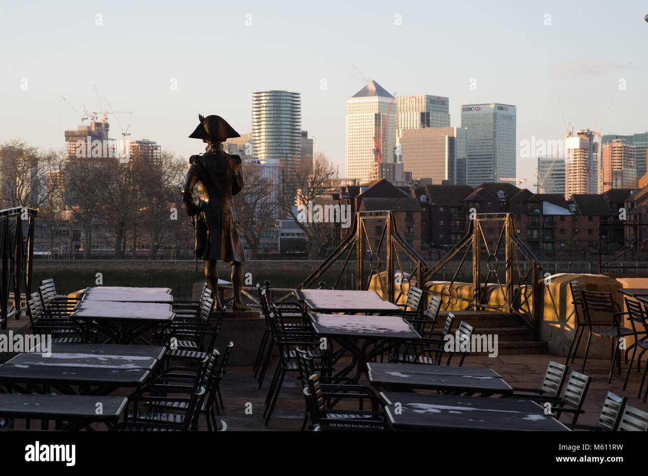 Greenwich, United Kingdom, 27th February, 2018. Snow blankets Greenwich after blizzards sees the 'beast from the east' arrive in London. Jon Blankfield/Alamy Live News Stock Photo
