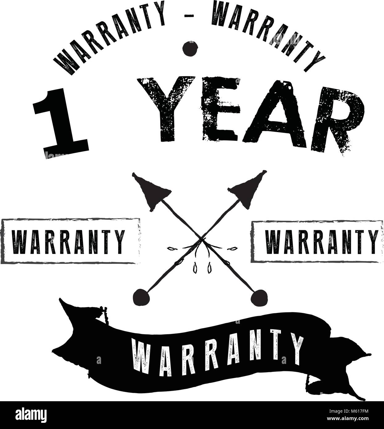 1 years warranty icon vintage rubber stamp guarantee Stock Vector