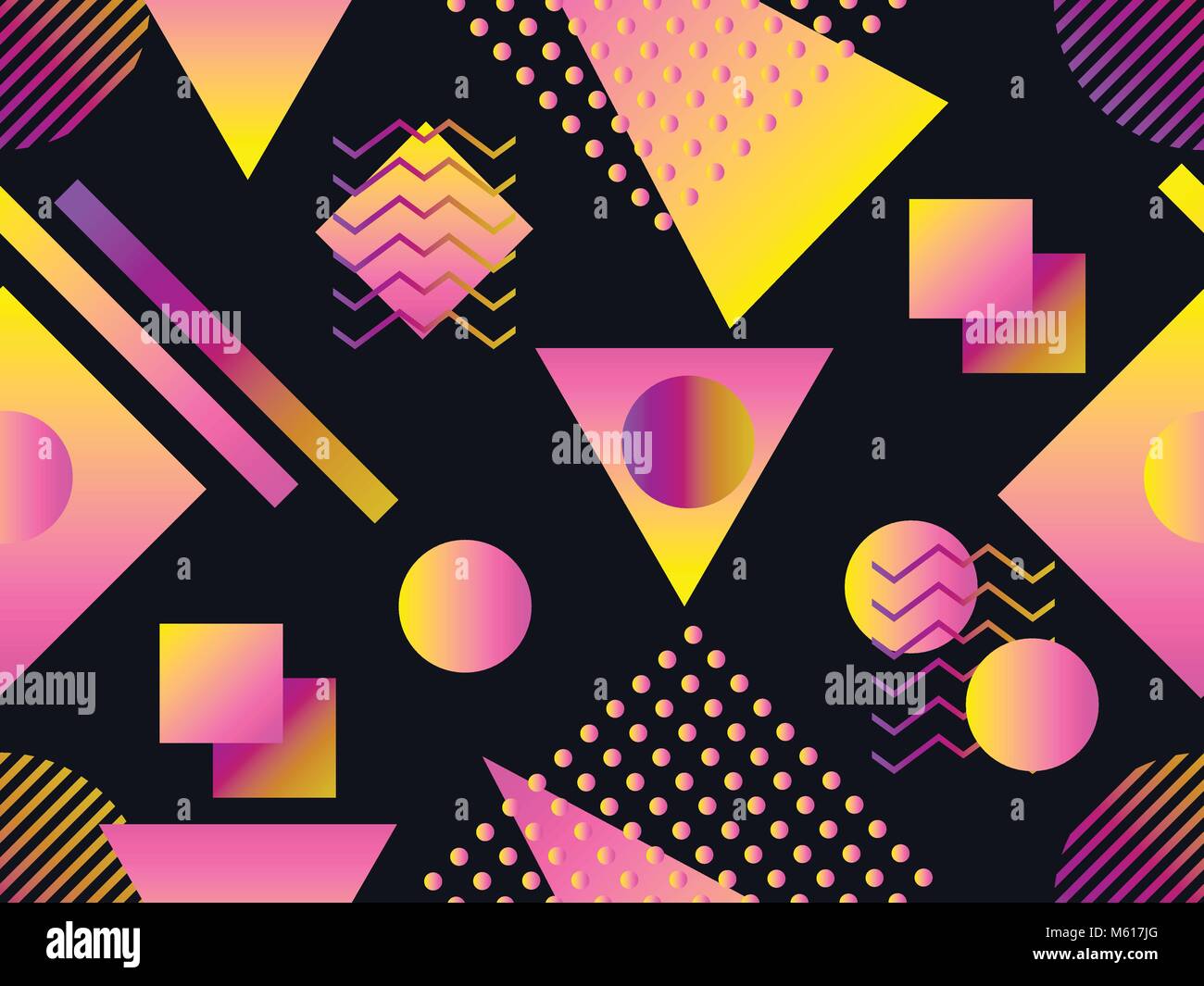 Memphis seamless pattern. Holographic geometric shapes, gradients ...