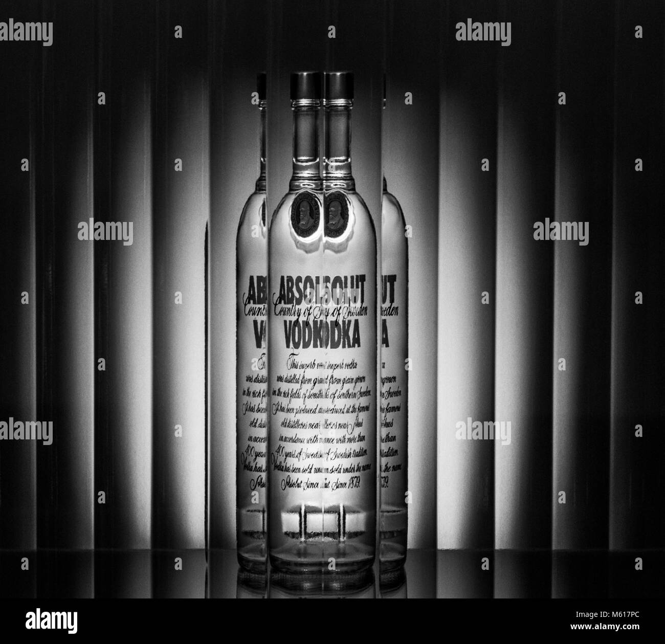Absolut vodka bottle photographed in the style of the Absolut ads, Absolute double vision,  22 May 1992 Stock Photo