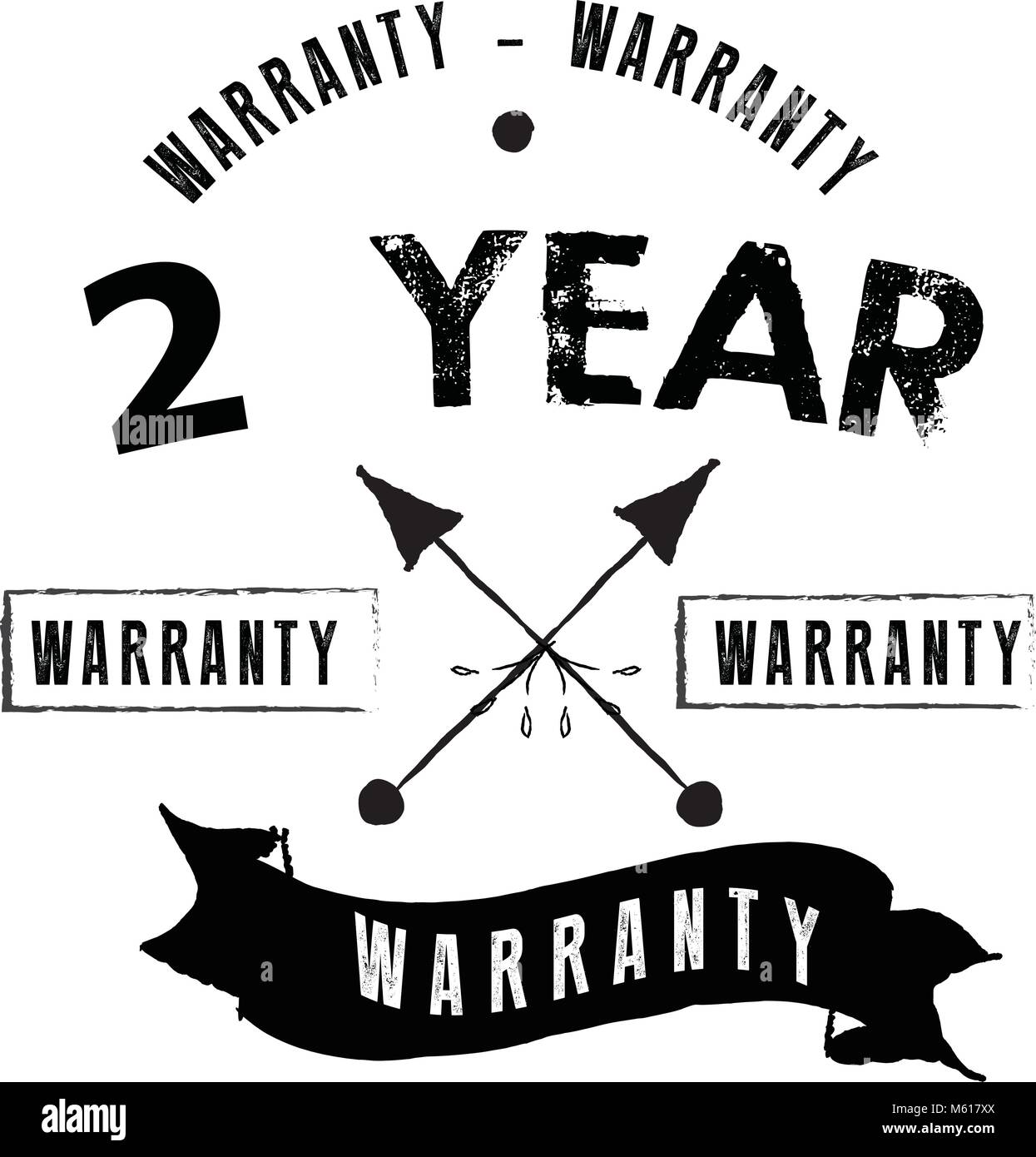 2 years warranty icon vintage rubber stamp guarantee Stock Vector