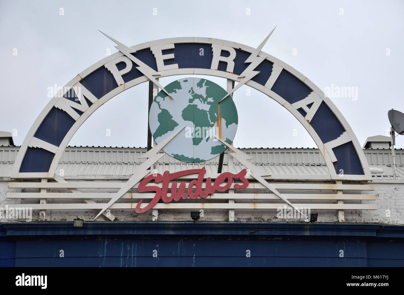 The Art Deco sign of Imperial Studios in Chelsea, West London Stock Photo