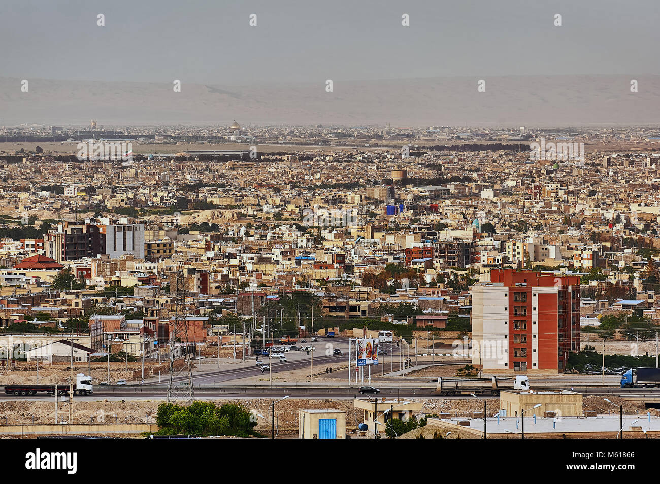 Kashan, Iran - April 25, 2017: Top view of the urban area with modern ...