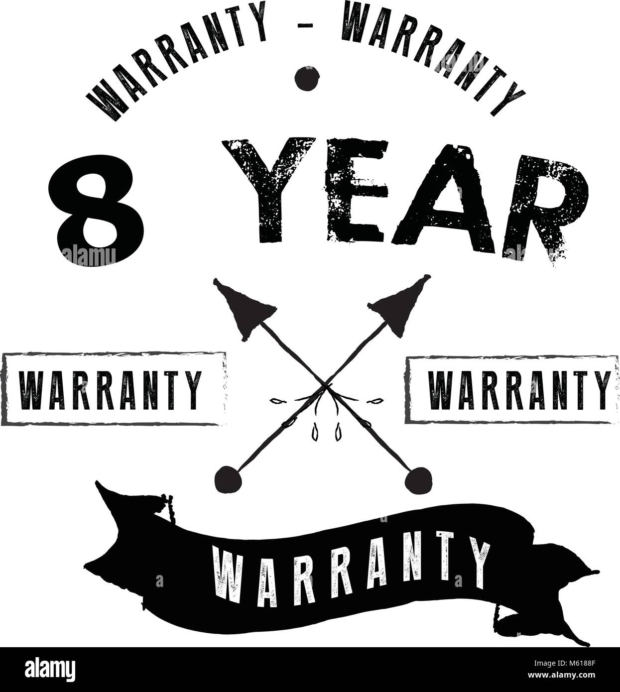 8 years warranty icon vintage rubber stamp guarantee Stock Vector