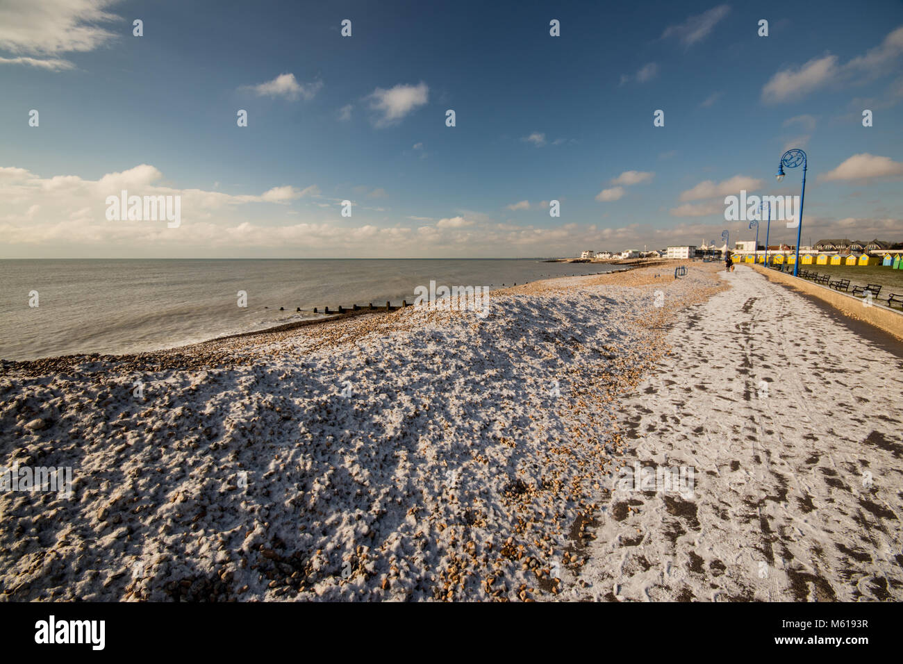 Winter snow scene, Felpham near Bognor Regis, West Sussex, UK Stock