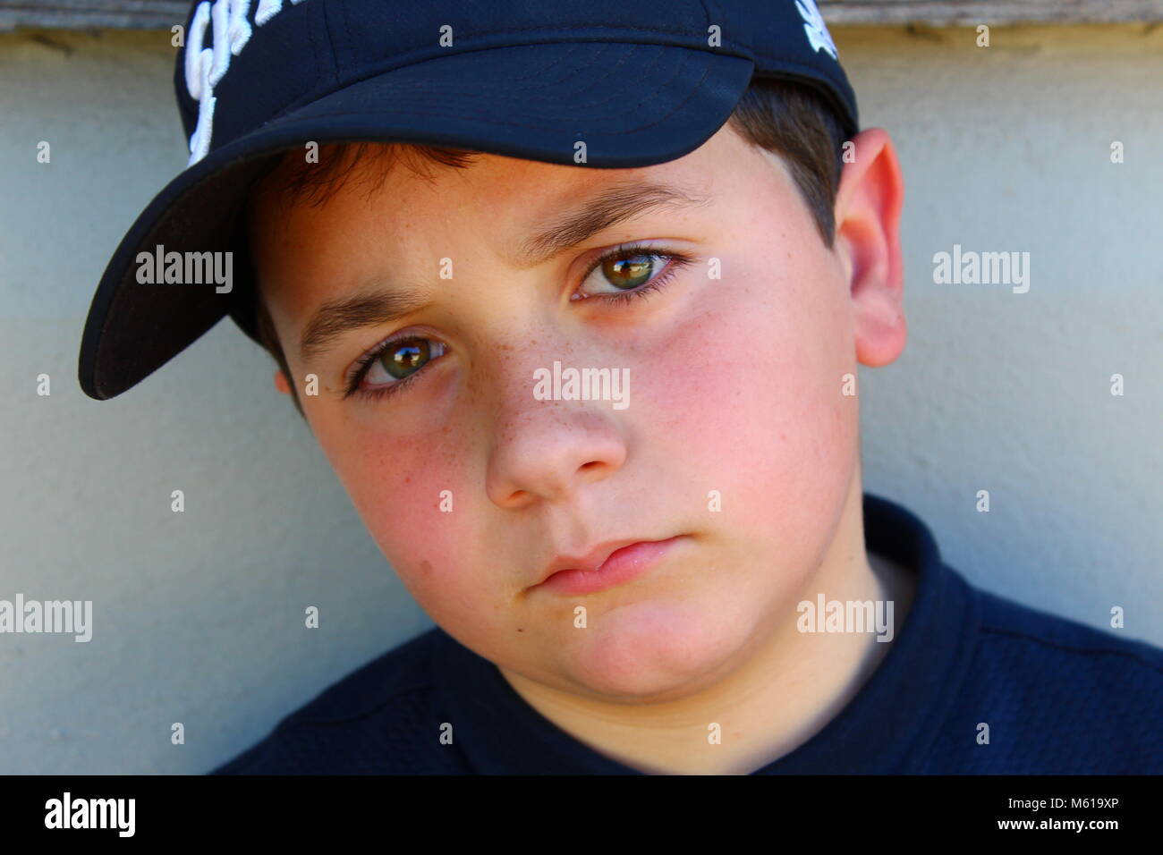 Young Boy with an intense gaze Stock Photo