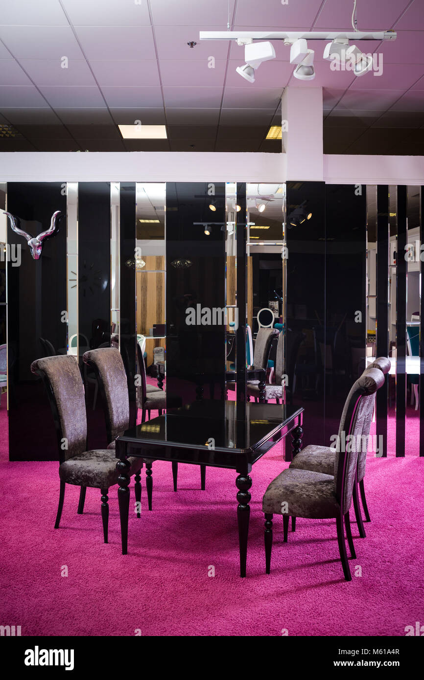 Wooden table color black gloss. table made of dark wood classic style