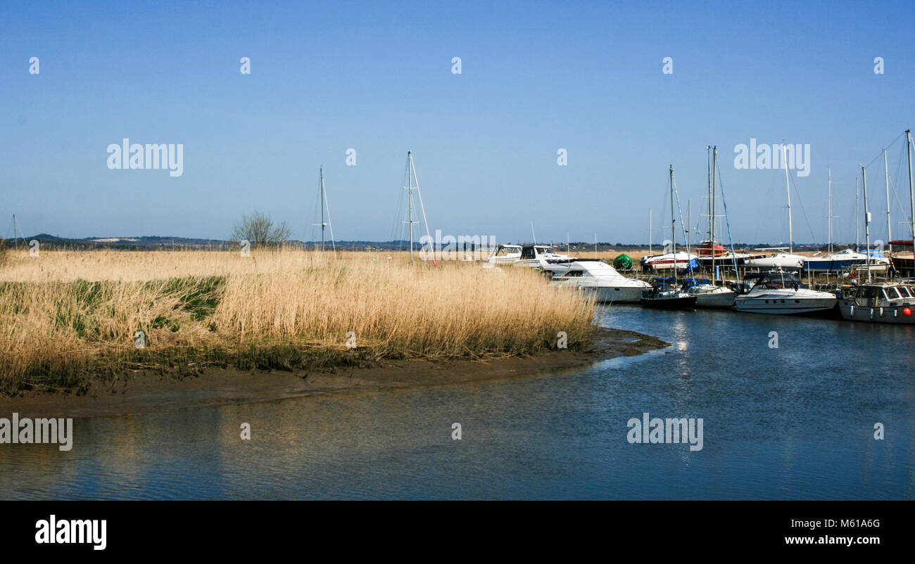 Views of yachts on the River Frome, Wareham, Dorset, UK Stock Photo
