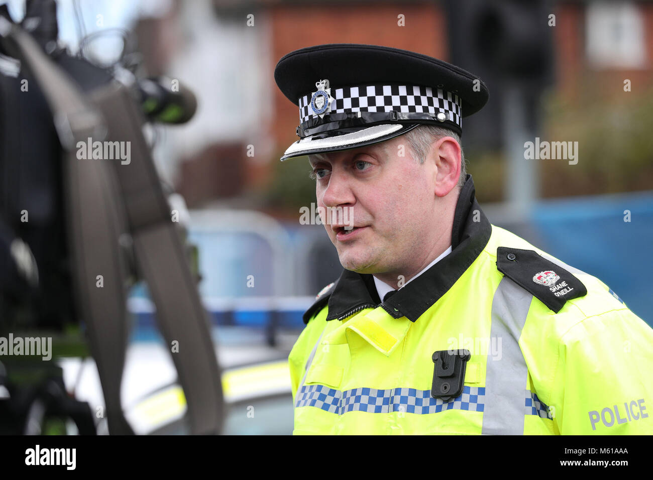 Leicester Police Superintendent Shane O'Neill speaks to the media at