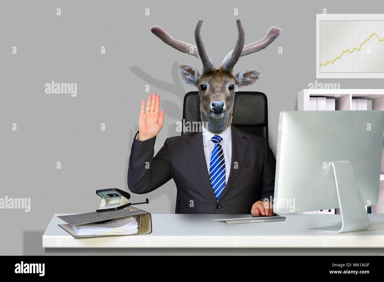 symbolic picture of apathetic colleague, bureaucracy and bad working atmosphere in the office Stock Photo