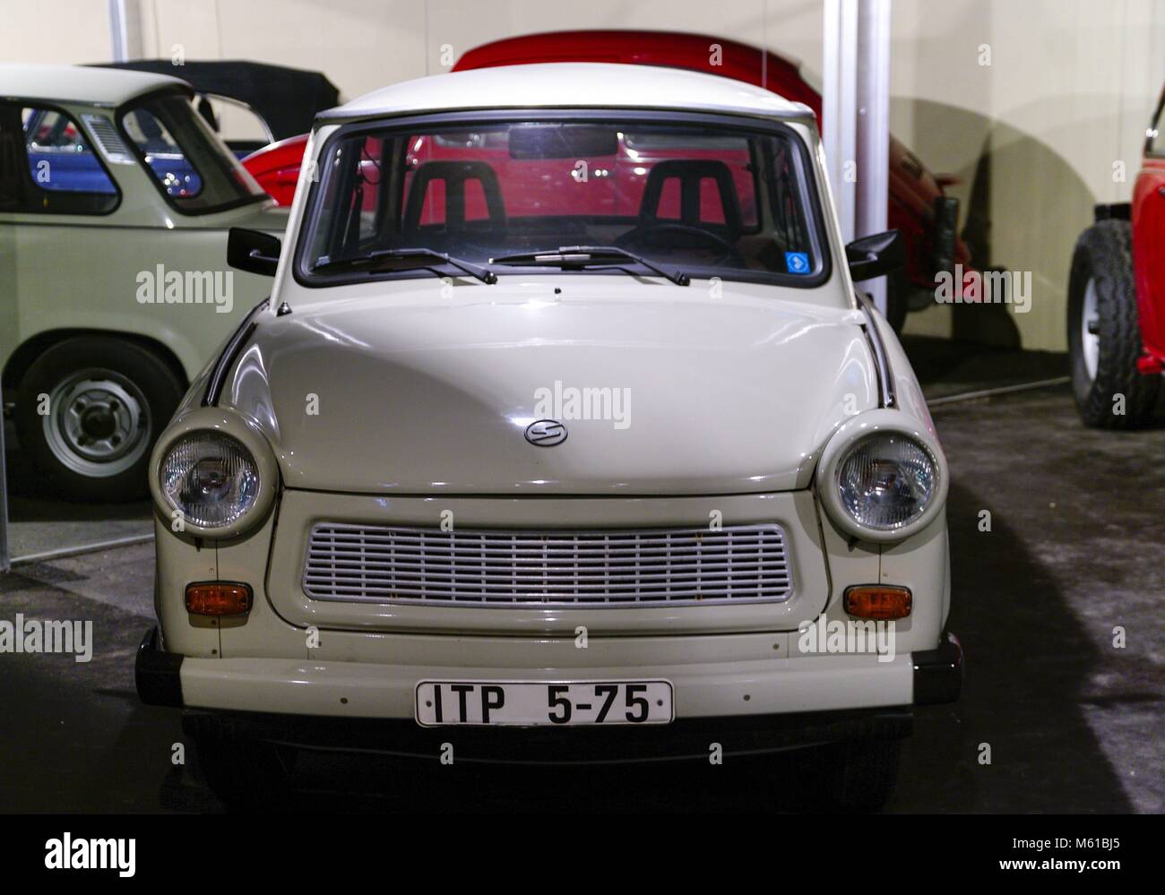 A Trabant 601, built in 1989, is part of the exotic show in the  idiosyncratic Automuseum of Abu Dhabi (Emirates National Auto Museum). (20  January 2014)