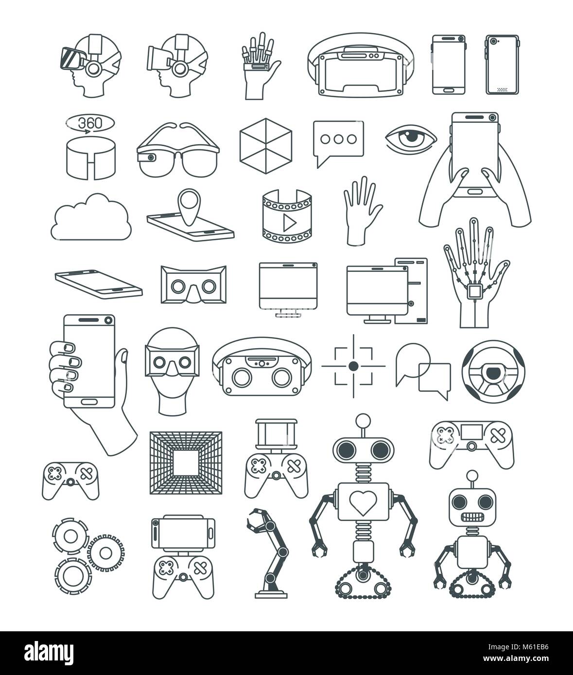 virtual reality technology set icons Stock Vector Image & Art - Alamy