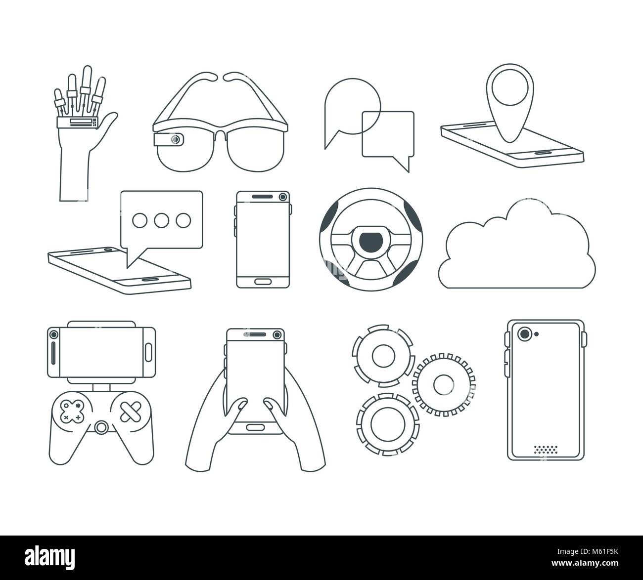 virtual reality technology set icons Stock Vector Image & Art - Alamy