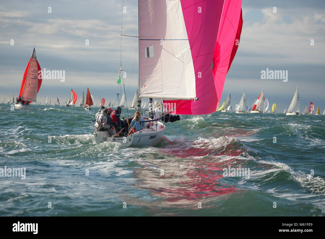 The J80 Jasmine competing in the 2013 Round the Island Race Stock Photo ...