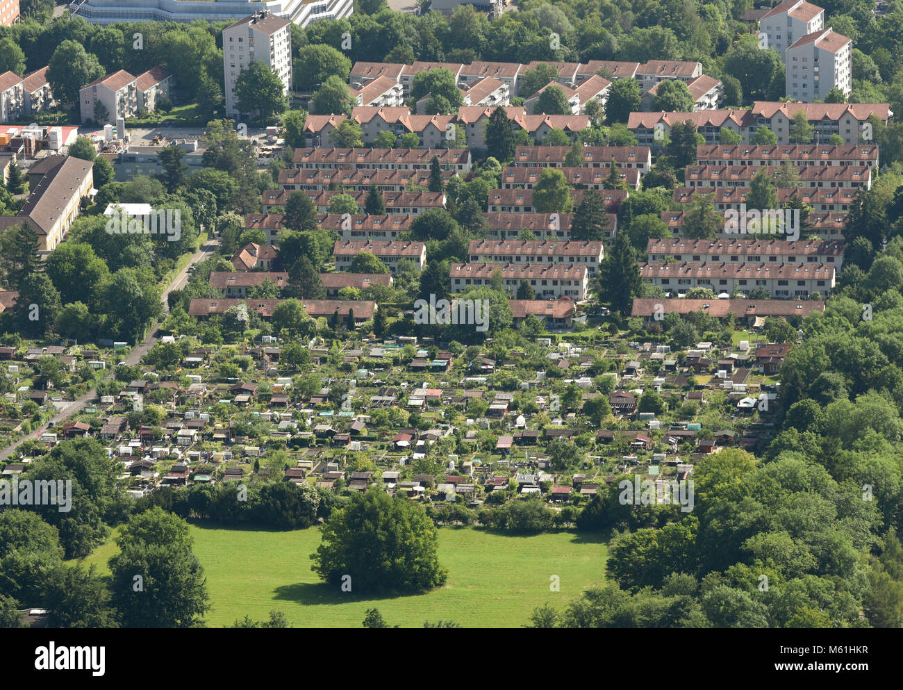 Top view of Zurich from Uetliberg, Switzerland. Zurich suburbs overlook from Uetliberg Stock Photo