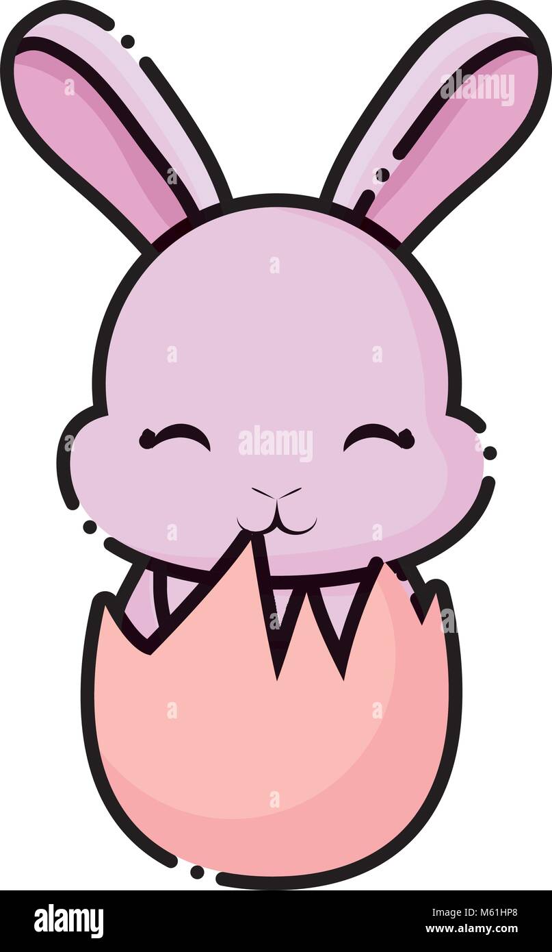 cute rabbit in easter egg icon over white background, colorful design ...