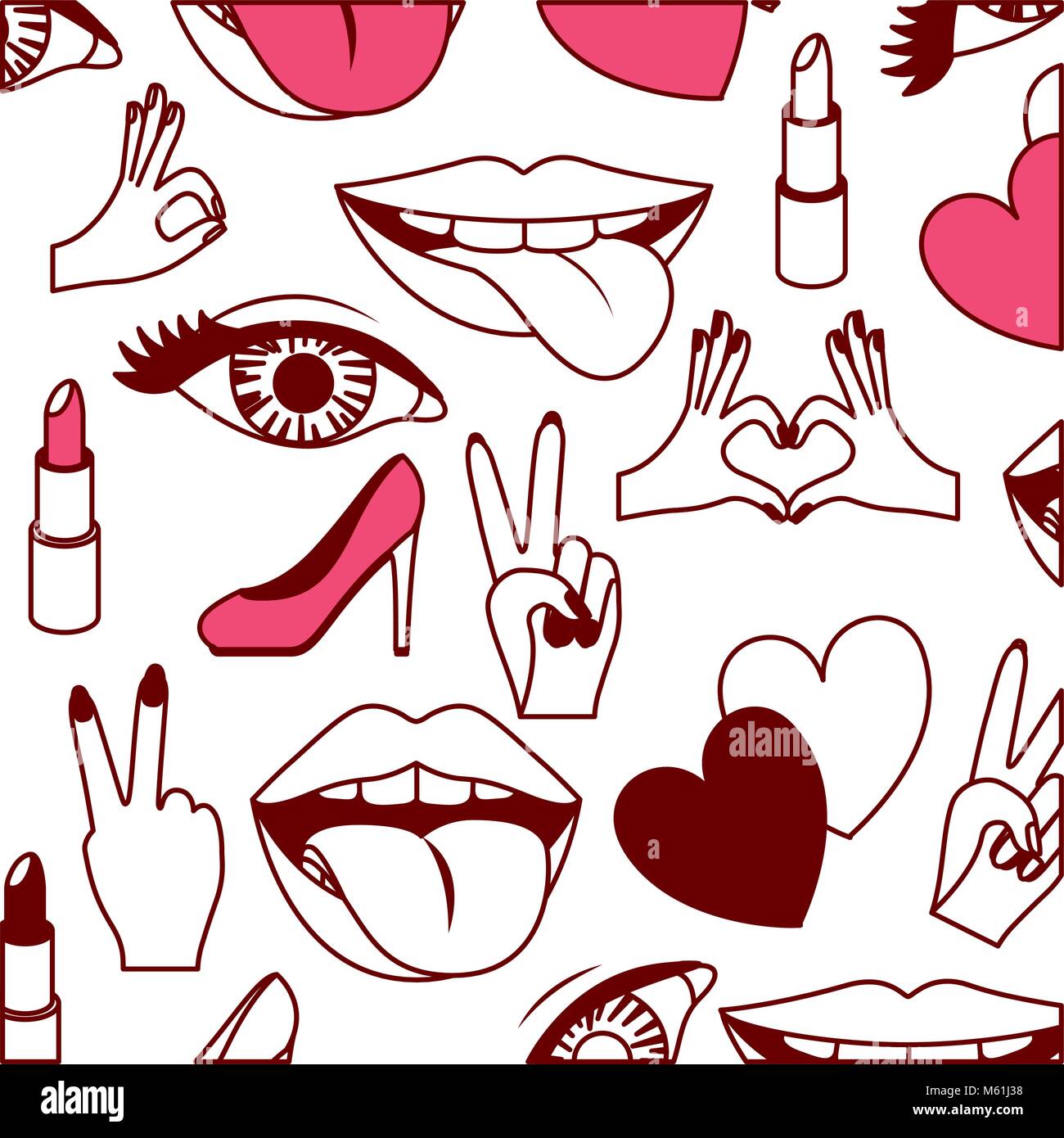 pop art stickers set icons Stock Vector Image & Art - Alamy