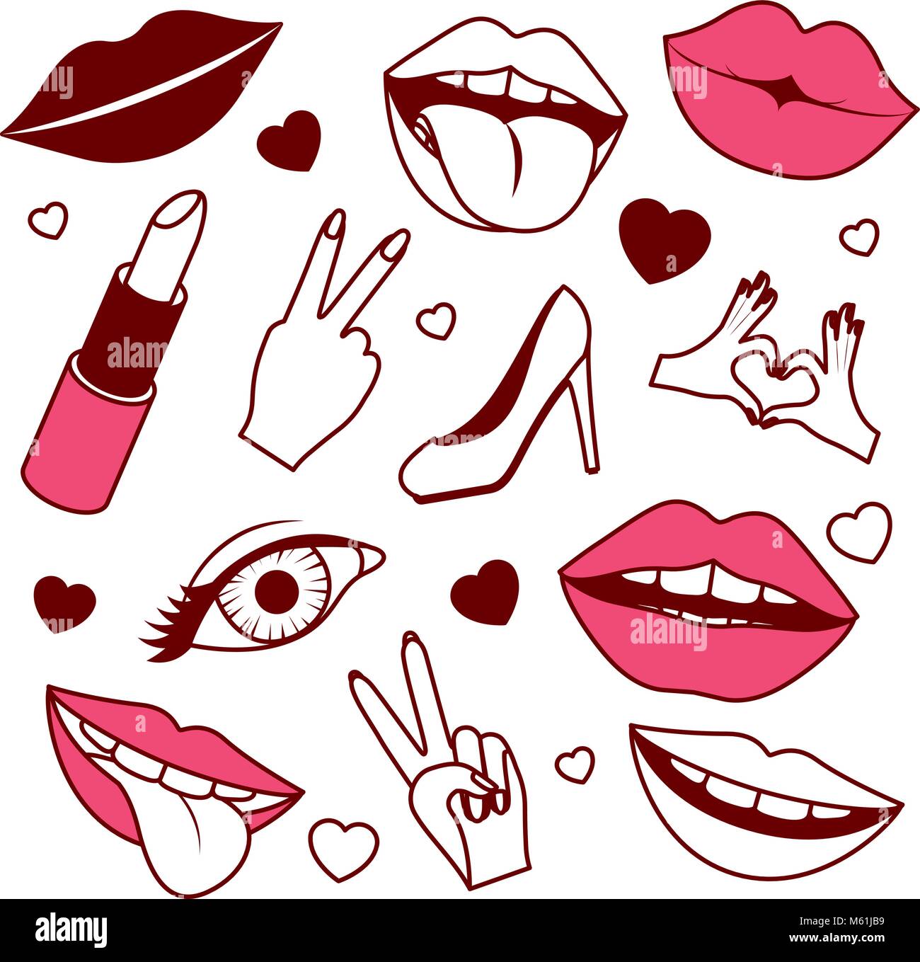 pop art stickers set icons Stock Vector Image & Art - Alamy