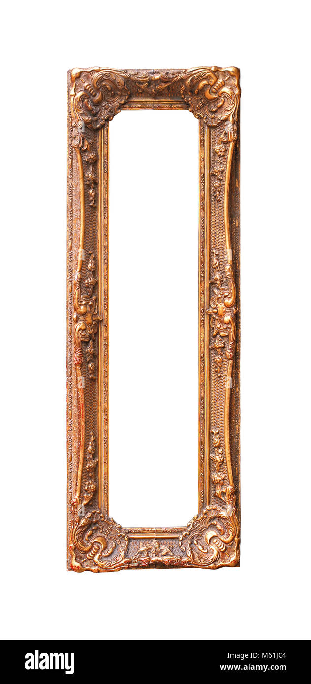 Decorative gold carved frame isolated with clipping path included Stock