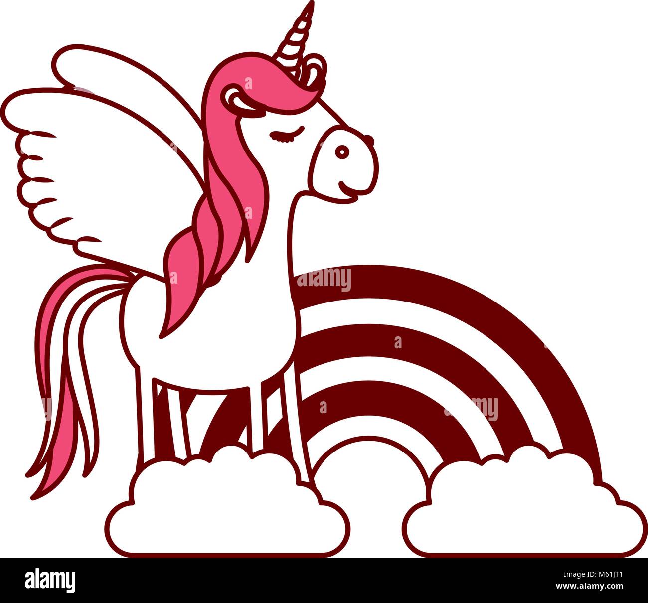 cute unicorn with rainbow kawaii character Stock Vector Image & Art - Alamy