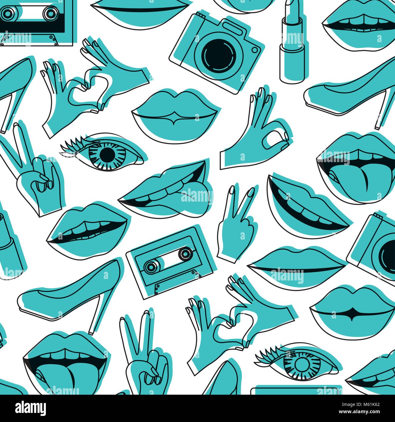 pop art stickers set icons Stock Vector Image & Art - Alamy