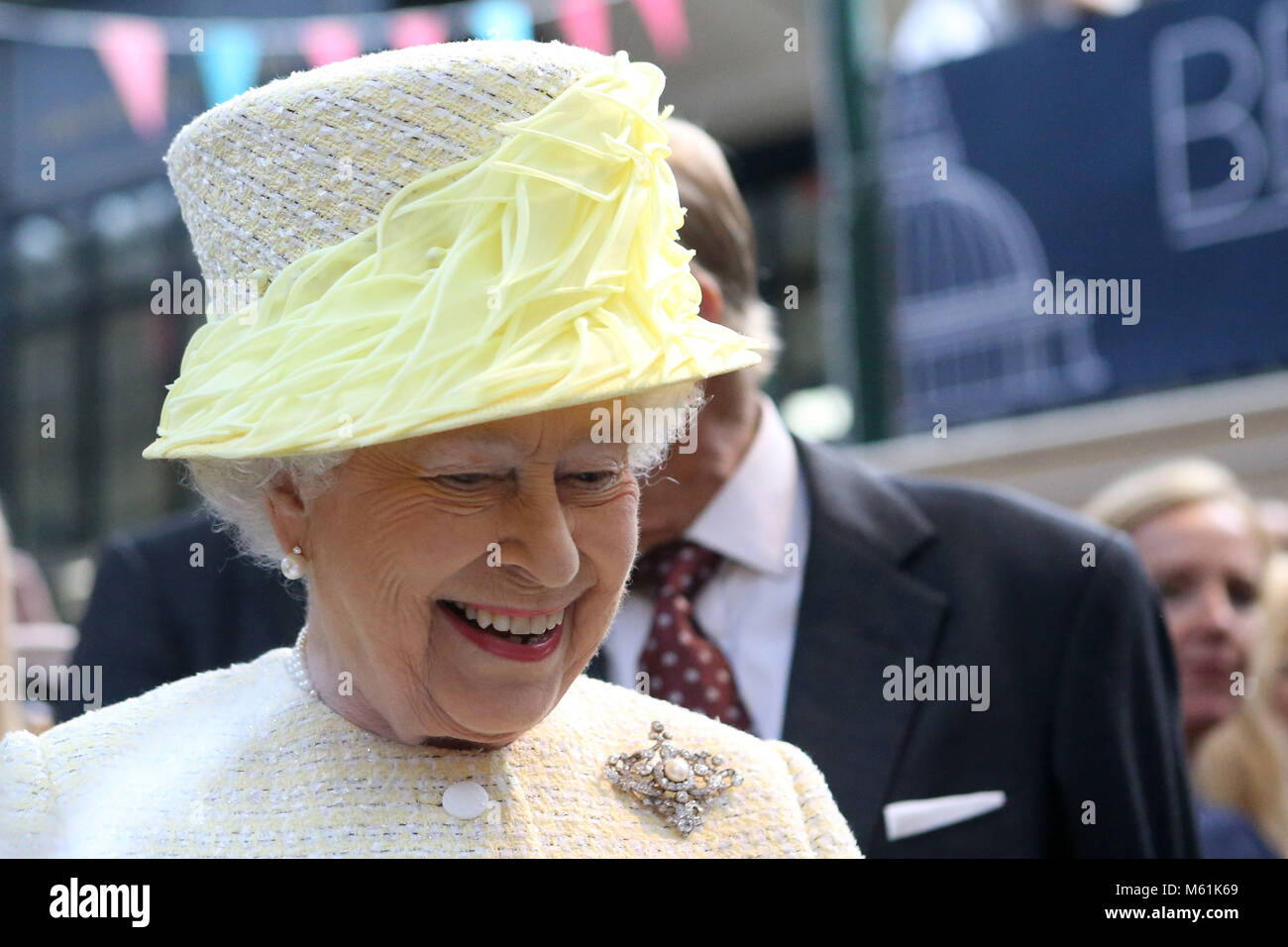 Britain's Queen Elizabeth II and the Duke of Edinburgh tours St.Georges Market in Belfast, Tuesday June 24th, 2014. The Queen is on a 3 day tour of Northern Ireland. POOL Photo/Paul McErlane Stock Photo