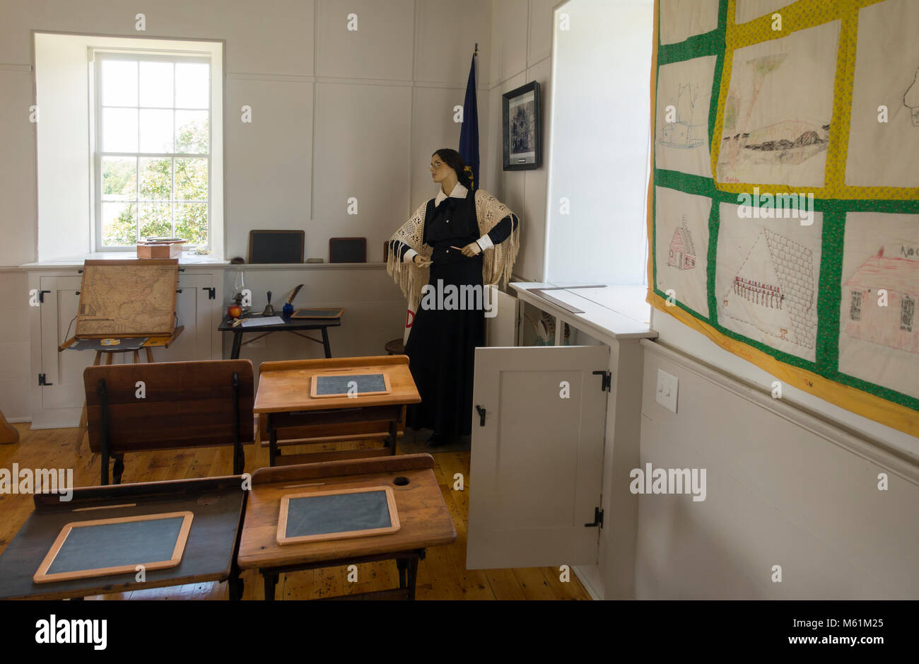 one room school house in historical society  at Isle la Motte Vermont Stock Photo