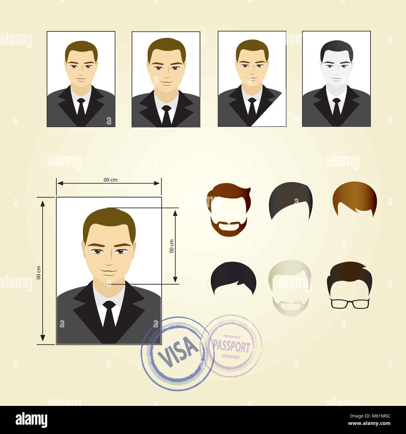 Passport photo portrait Stock Vector Images - Alamy
