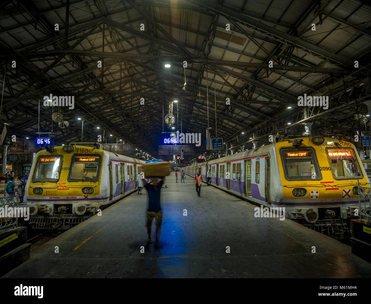 Mumbai, India - February 18,2018: Unidentified people inside Chhatrapati Shivaji Terminus on Febuary 18, 2018 in Mumbai, India Stock Photo