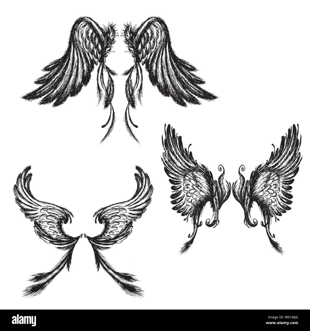 Set of Wings , isolated on white background Stock Vector Image & Art ...