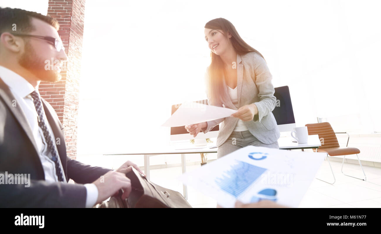 business colleagues making financial report. office life Stock Photo ...